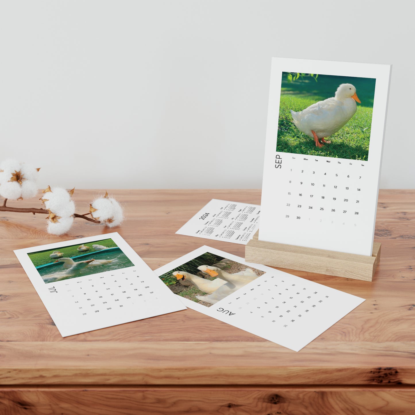 Vertical Desk Calendar (2024) Backyard Ducks