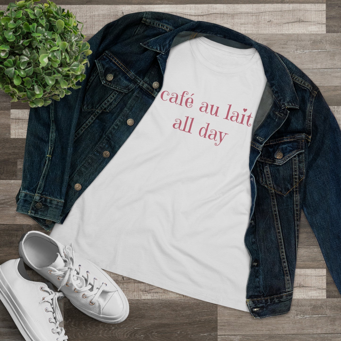 café au lait all day / women's premium tee