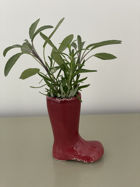 Mini Red Stoneware Boot Vase