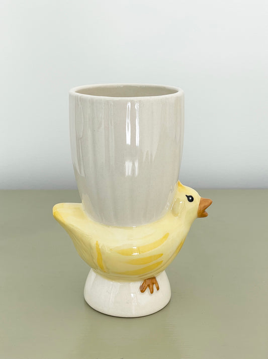 Yellow Chick Ceramic Bud Vase